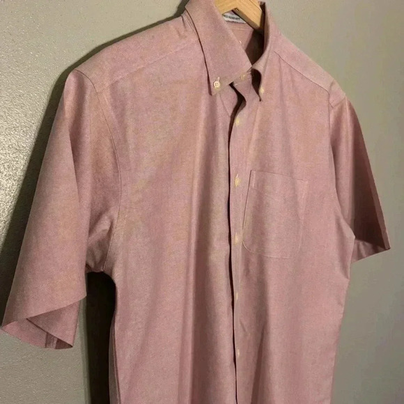 L.L. Bean Mens 100% Cotton Pink Chambray Dress Shirt Size 15.5 Wrinkle Resistant - Picture 4 of 10